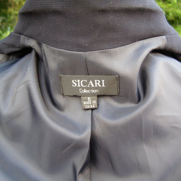 SICARI size 8 Navy blue pinstripe ladies' blazer Corporate professional jacket - Picture 9 of 10
